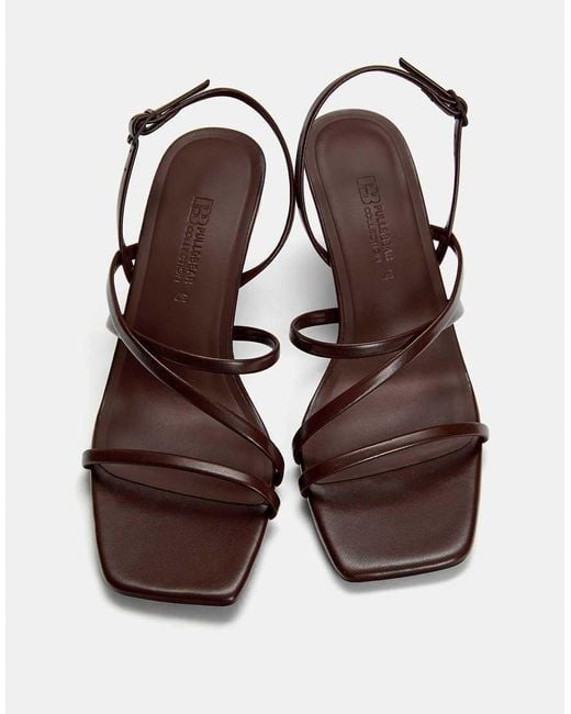 Pull&Bear Brown Heeled Sandals With Crossover Straps