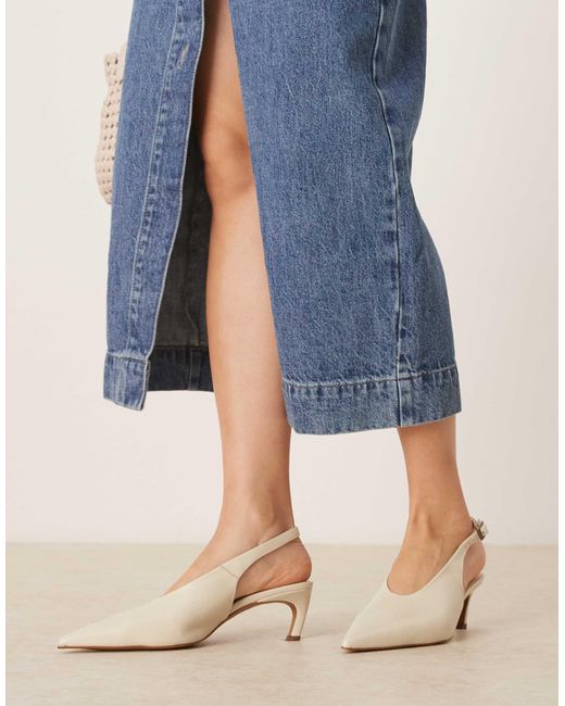 Sculpt - chaussures à talon mi-haut et bride arrière en cuir - cassé ASOS en coloris Blue