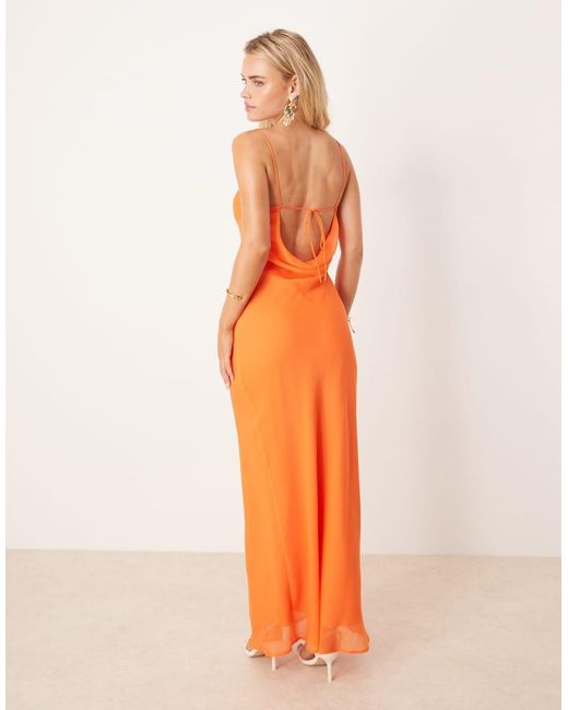 ASOS Orange Asos Design Petite Strap Cowl Back Slip Midi Dress