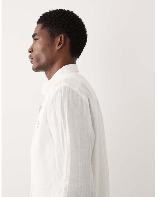 Polo Ralph Lauren Natural Icon Logo Long Sleeve Linen Shirt for men