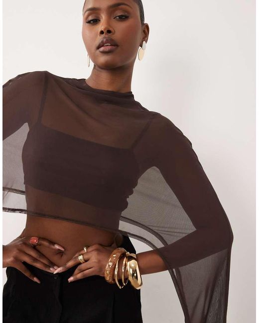 ASOS Brown Mini Cape Bralet 2-In-1 Top