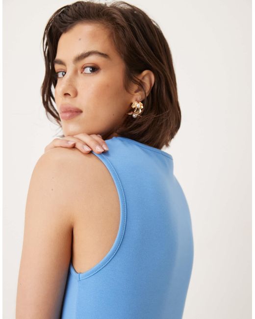 Robe mi-longue en maille compacte à encolure dégagée - aqua Mango en coloris Blue