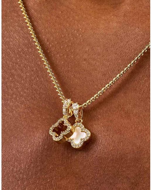 CERNUCCI Metallic Iced & Mother Of Pearl Double Motif Necklace