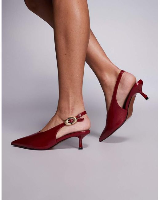 Scarpe Décolleté Con Tacco Bordeaux Con Fibbia di River Island in Red