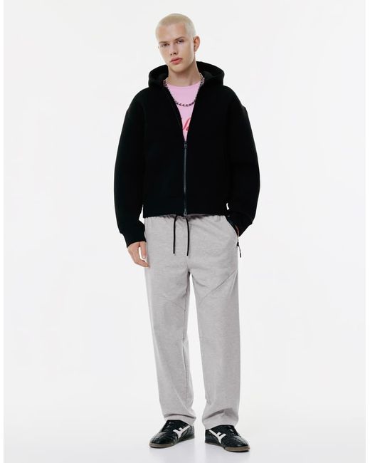 Pull&Bear Black Stwd Interlock Tracksuit joggers for men