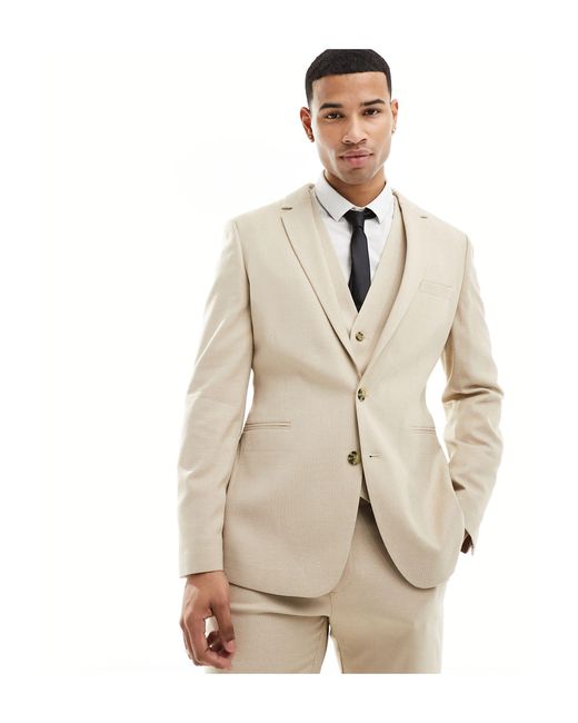 ASOS Natural Wedding Slim Suit Jacket for men