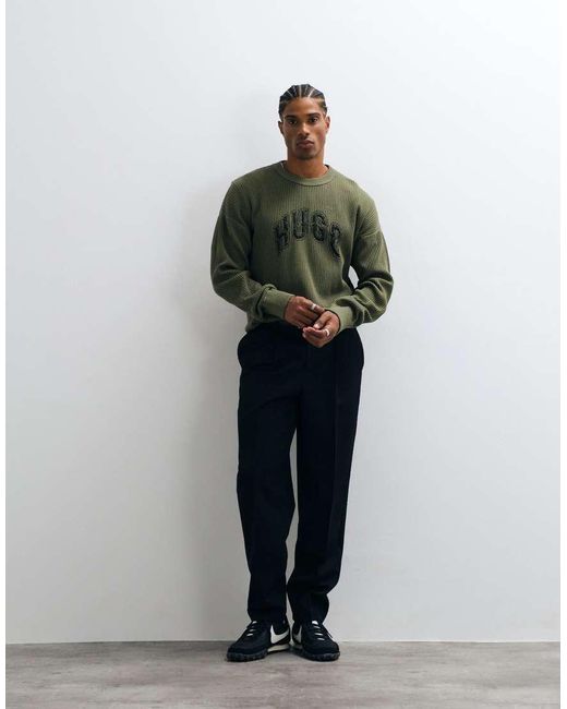 HUGO Green Showdy Chest Script Sweatshirt for men