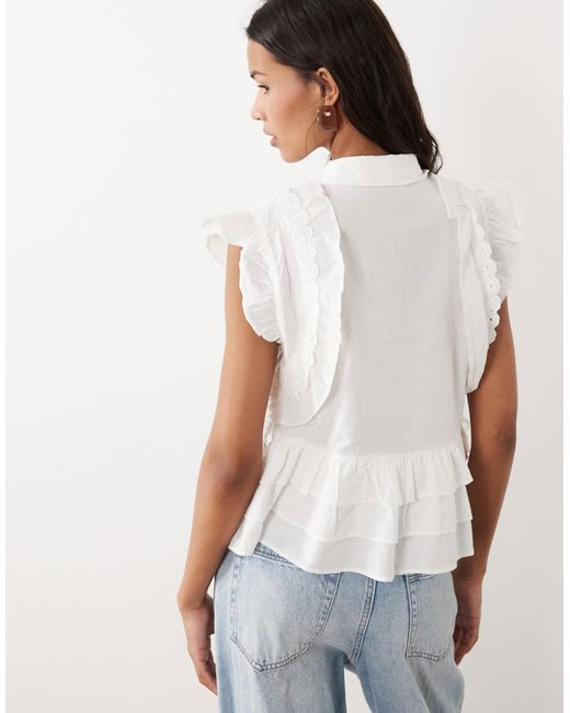 Y.A.S White exaggerated Ruffle Blouse