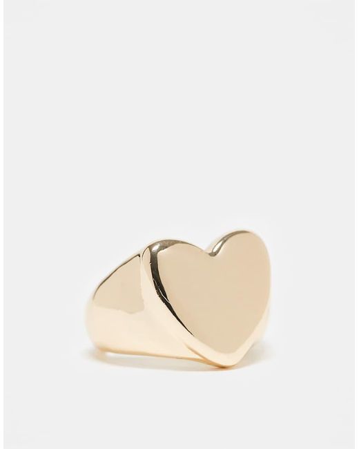 ASOS Ring Met Bol Hartdetail in het Natural