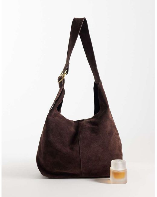 Barney's Originals Brown Real Suede Shoulder Bag
