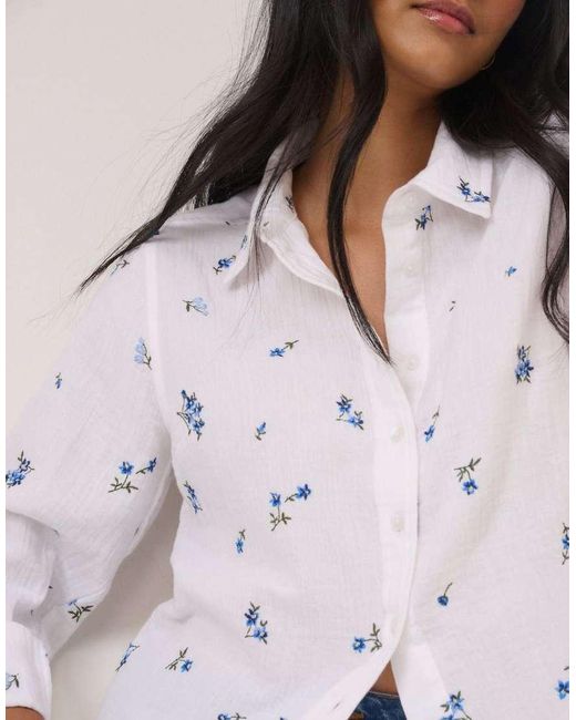Nobody's Child White Floral Embroidered Blouse