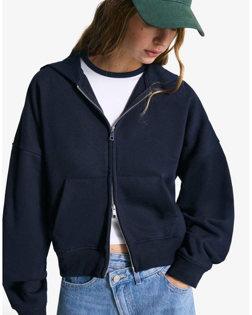Bershka Blue – oversize-kapuzenpullover