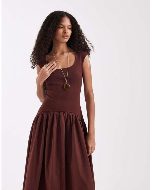 ASOS Red Sleeveless Scoop Neck Hybrid Maxi Dress