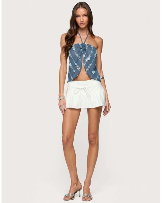 Edikted Blue Bodhi Flared Micro Skort
