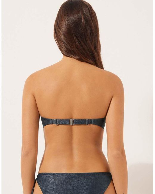 Calzedonia Blue Bandeau Bikini Top Glowing Python