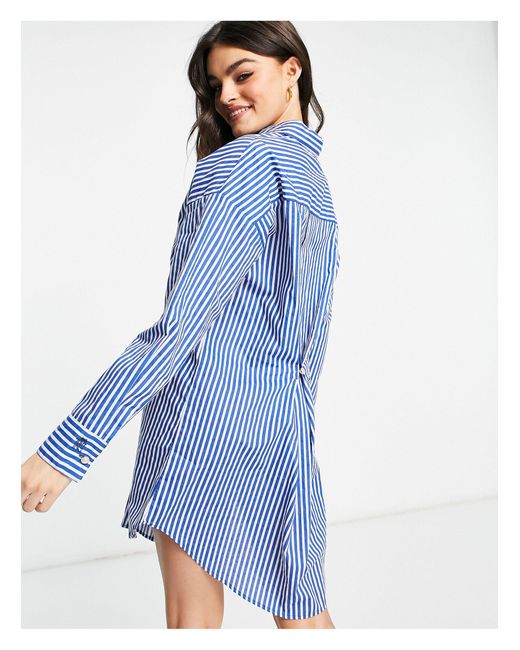 River Island Stripe Nipped Mini Shirt 