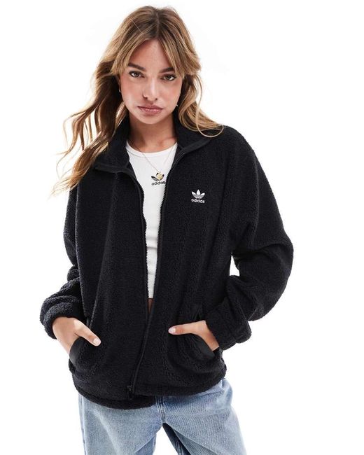 Adidas Originals Black Teddy Fleece Full-Zip Jacket