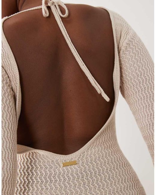 Honest The Label Green Mira Knitted Mini Dress With Pearl