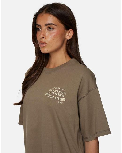 Good For Nothing Brown Oversized Graphic Tee