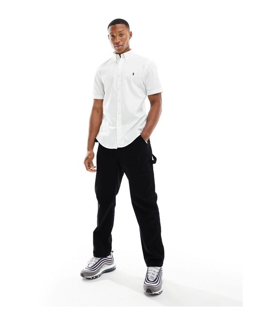Polo Ralph Lauren White Icon Logo Short Sleeve Twill Shirt Slim Fit for men