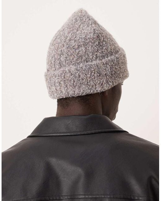 Gorro De Punto De Bouclé Acanalado De ASOS de hombre de color Gray