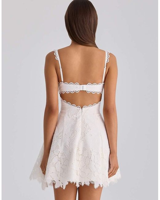 House Of Cb White Isla Custom Lace Broderie Anglaise Mini Dress