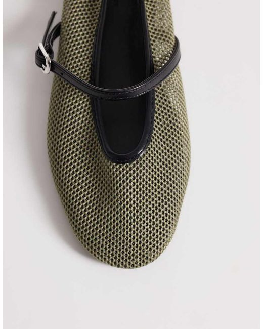 ASOS Green Libra Mesh Mary Jane Ballets