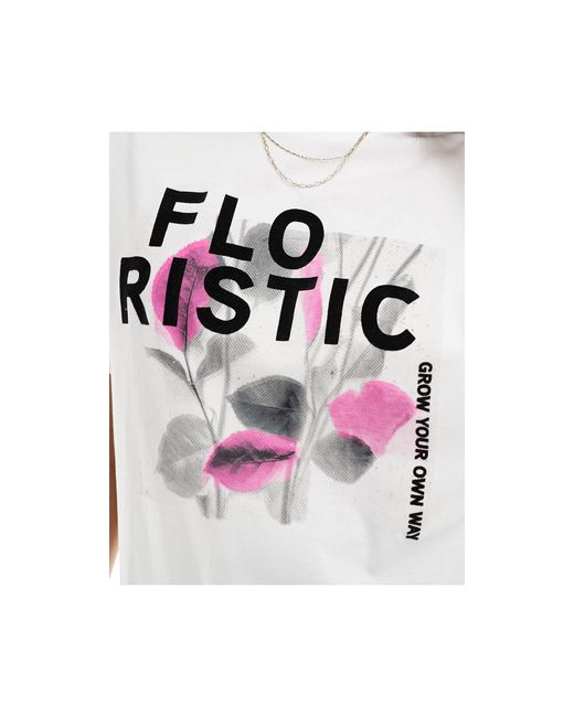 ONLY White Oversized Floral Graphic T-shirt