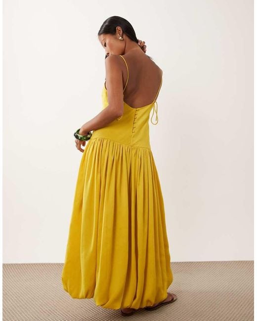 ASOS Orange Asos Design Petite Satin Bias Shift Midi Dress With Bubble Hem