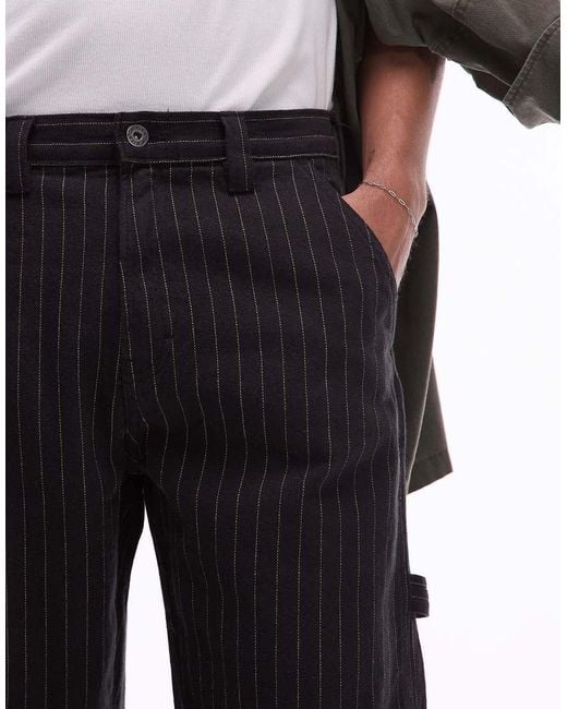 Dickies Black Pinstripe Carpenter Trousers for men