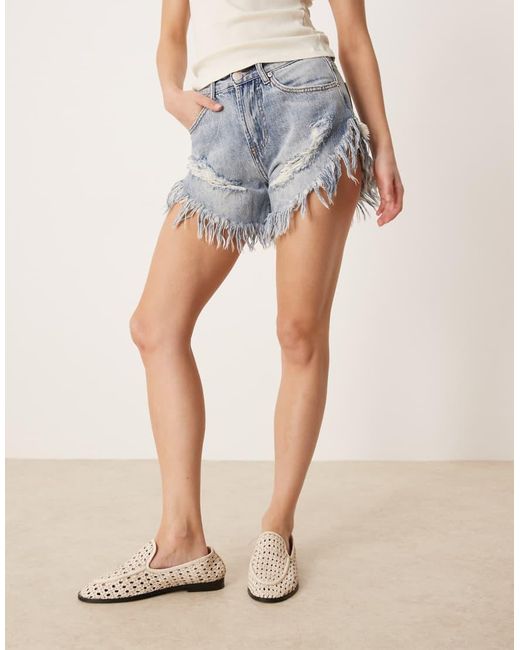 Glamorous Blue Distressed Denim Shorts
