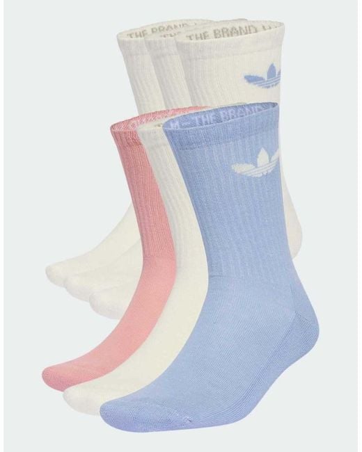 Adidas Originals Blue Trefoil Cushion Crew Socks 6 Pairs