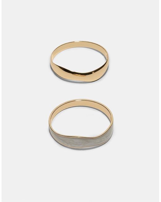 Stradivarius White Set Of 2 Enamel Bracelets