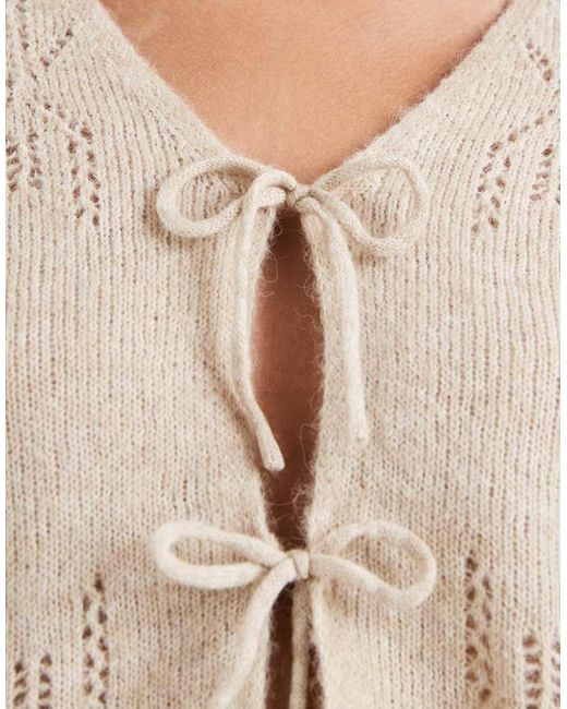 ONLY Natural Tie Front Cardigan With Wool