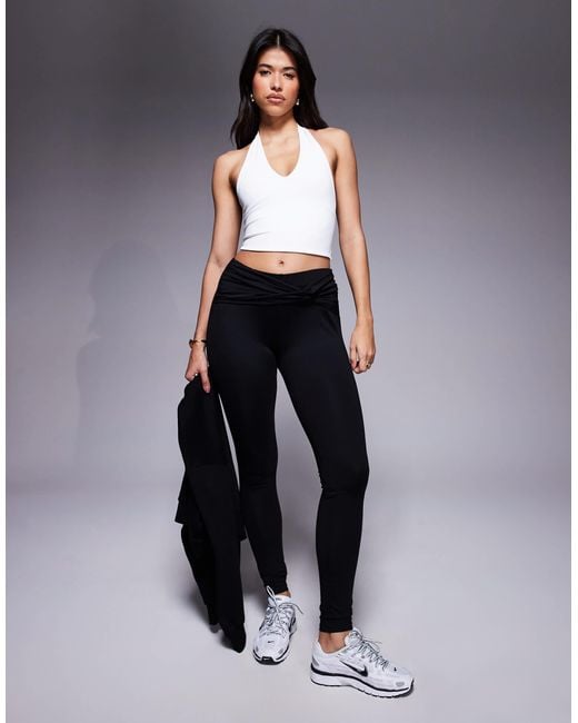 ASOS Blue Sculpting Halter Neck Crop Top