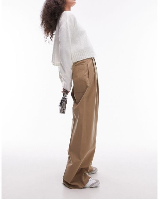 TOPSHOP Natural High Waisted Chino Pants With Utility Pockets