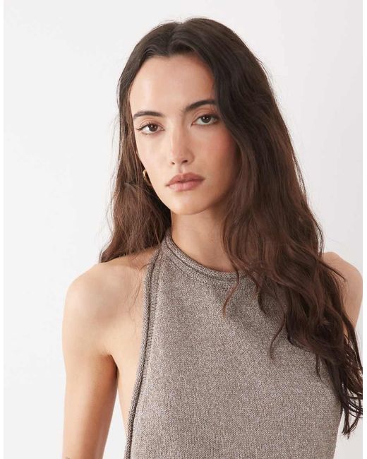 ASOS White Knitted Linen Blend Halter Top