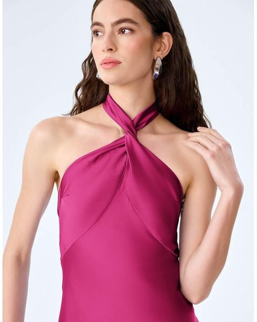 OMNES Pink Dresses Arles Halterneck Satin Maxi Dress