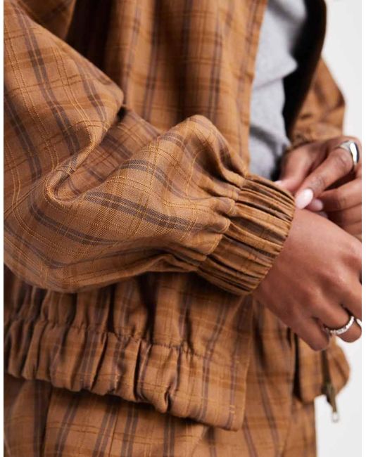 Chaqueta Color Mostaza A Cuadros Con Bajo Abullonado De (Parte De Un Conjunto)-Amarillo ASOS de color Brown