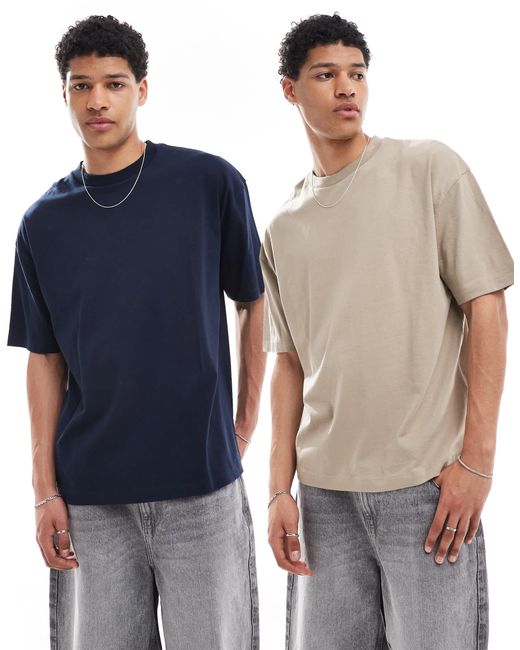 ASOS Blue Essential 2 Pack Oversized T-shirts for men