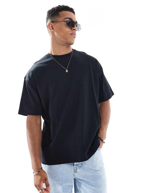 T-Shirt Oversize Nera Con Grafica Di Paesaggio di ASOS in Blue da Uomo