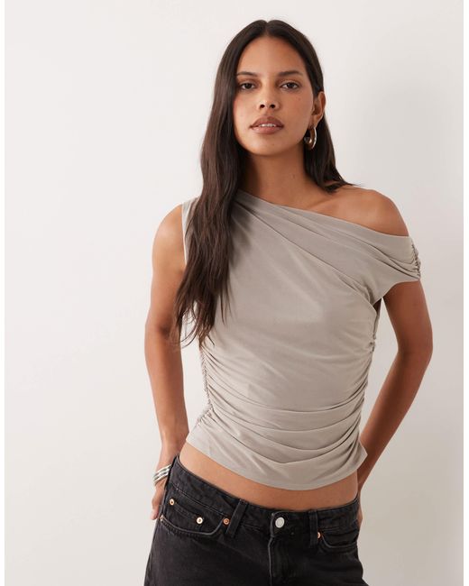 Mango Gray Asymmetric Top