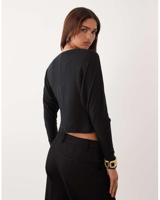 ASOS Black Modal Slouchy Twist Front Top