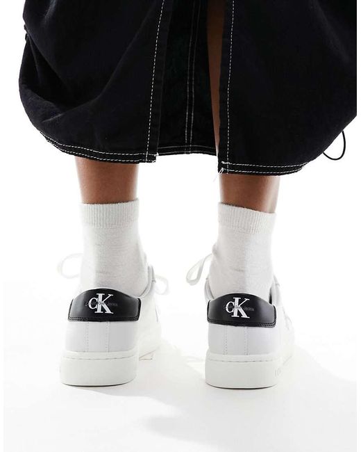 Calvin Klein White Classic Cupsole Lace Up Trainers