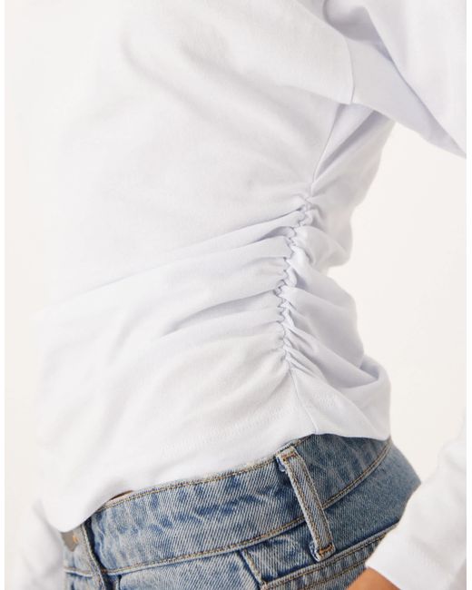 ASOS White Batwing Cinched Slash Neck Draped Top
