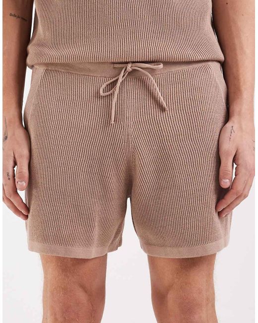 ASOS Natural Rib Knit Shorts for men