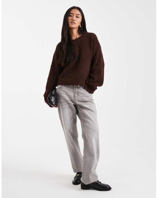 Jersey Marrón Suelto De Bouclé De -Verde Miss Selfridge de color Brown