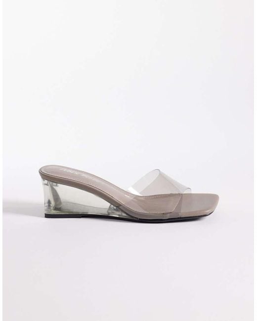 Public Desire White Juno Wedge Sandals