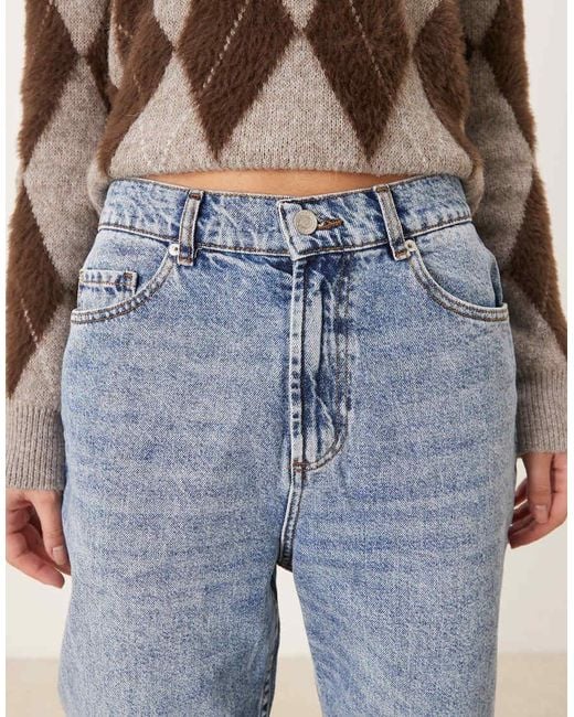 ASOS Blue High Rise Relaxed Mom Jean