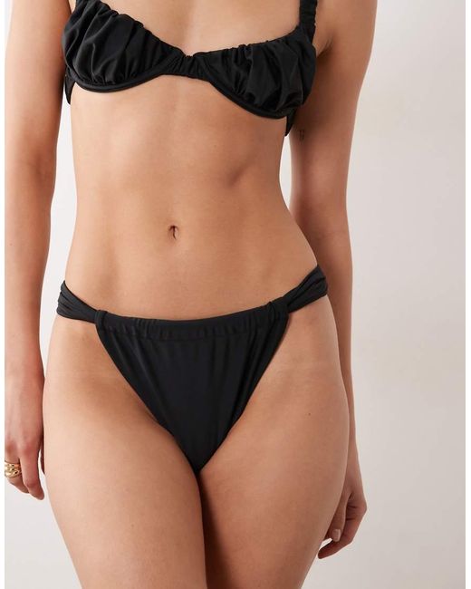 Miss Selfridge Black Mix And Match High Leg Bikini Bottom